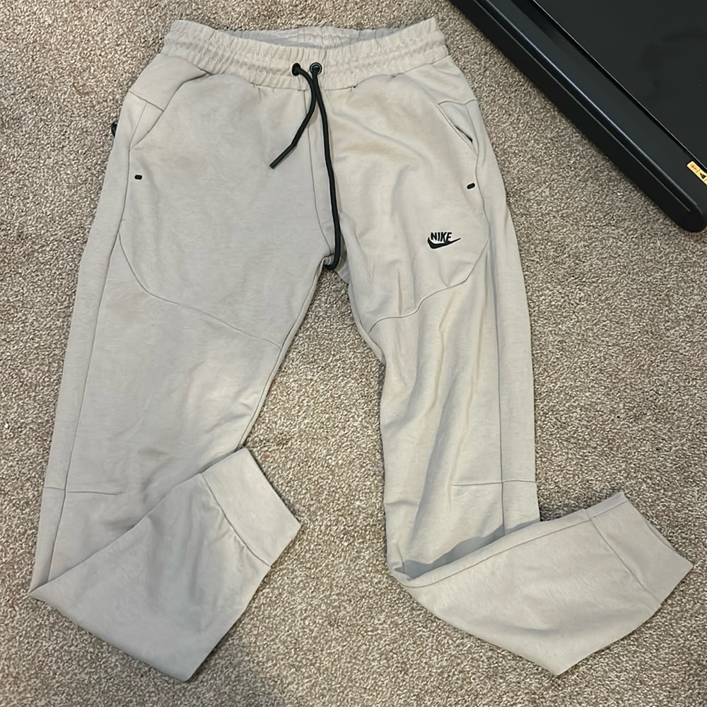Cream/grey and black Nike joggers